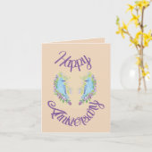 Carte de vœux pliée : Oiseaux de l'amour (Fleur jaune)