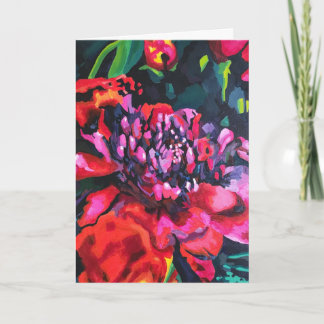 Carte de vœux pliée originale Fleur Rouge vierge