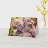 Carte de vœux pliée ours en koala mère et enfant (Fleur jaune)