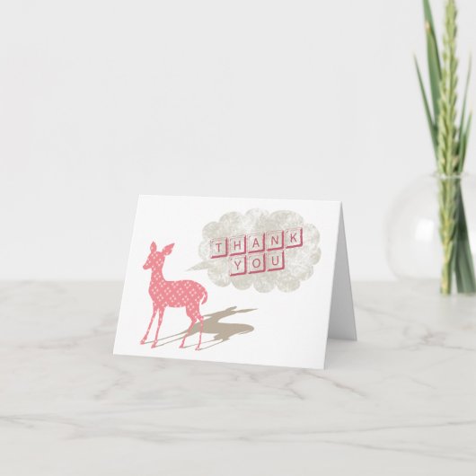 Carte de voeux pliée par Bambi rose de Merci (Devant)