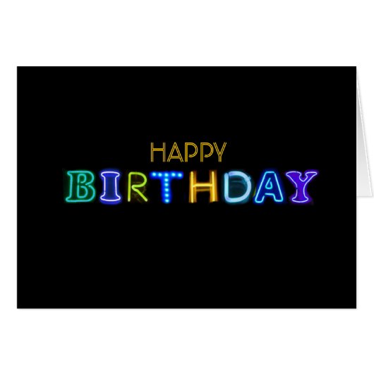 Carte de voeux pliée par enseigne au néon de (Devant Horizontal)