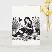Carte de vœux pliée par l'étudiant (Fleur jaune)