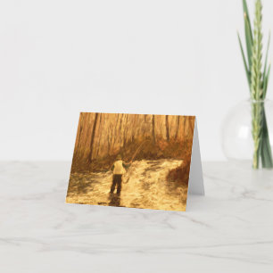 Carte de voeux pliée Pêche à vol