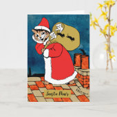 Carte de voeux pliée père Noël Paws (Fleur jaune)