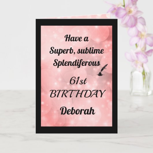 Carte de voeux pliée personnalisée 61e anniversair (Orchidée)