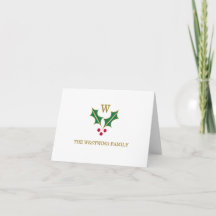 Carte de vœux pliée personnalisée Monogram Holly e