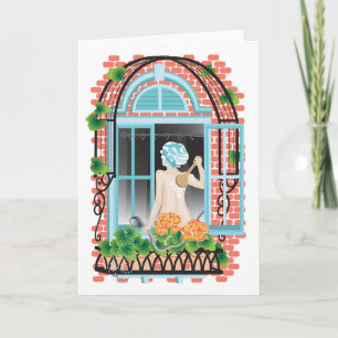 Carte de voeux pliée 'Plantes d'arrosage