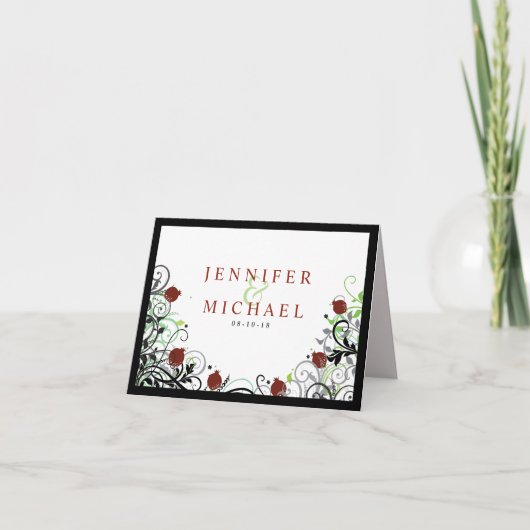 Carte de voeux pliée POMEGRANATE Mariage Merci (Devant)