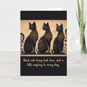 Carte de vœux pliée pour amateur de chats noirs