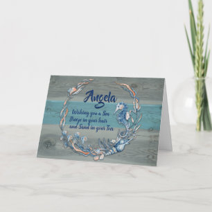 Carte de vœux pliée pour anniversaire à la plage b