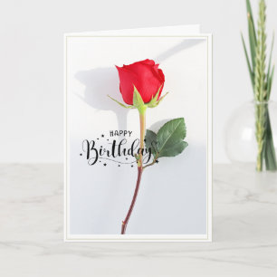 Carte de vœux pliée pour anniversaire à rose rouge
