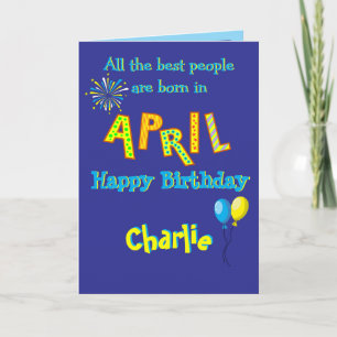Carte de vœux pliée pour anniversaire d'avril