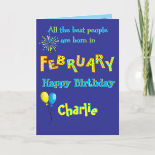Carte de vœux pliée pour anniversaire de février