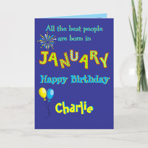 Carte de vœux pliée pour anniversaire de janvier