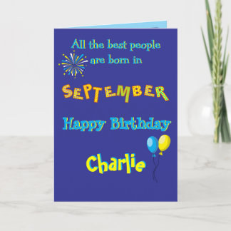 Carte de vœux pliée pour anniversaire de septembre
