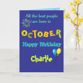 Carte de vœux pliée pour anniversaire d'octobre (Fleur jaune)