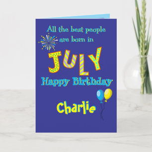 Carte de vœux pliée pour anniversaire en juillet