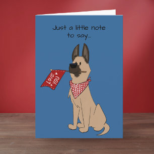 Carte de vœux pliée pour chien mignon Love You