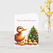 Carte de voeux pliée pour la famille des canards a (Fleur jaune)