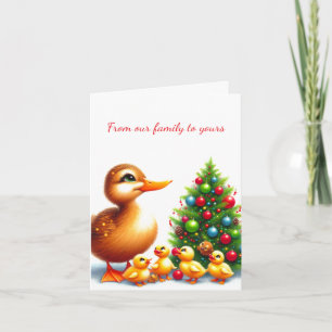 Carte de voeux pliée pour la famille des canards a