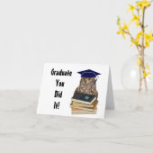 Carte de voeux pliée pour la graduation de hibou (Fleur jaune)