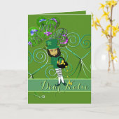 Carte de vœux pliée pour la Saint-Patrick Leprecha (Fleur jaune)