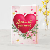 Carte de vœux pliée pour la Saint-Valentin (Fleur jaune)