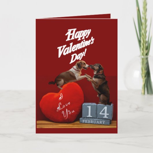 Carte de vœux pliée pour la Saint-Valentin avec un (Devant)