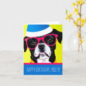 Carte de voeux pliée pour l'anniversaire du chien (Fleur jaune)