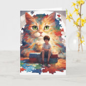 Carte de voeux pliée pour l'autisme (Fleur jaune)