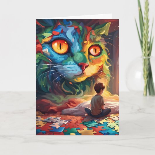 Carte de voeux pliée pour l'autisme (Devant)