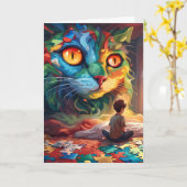 Carte de voeux pliée pour l'autisme (Fleur jaune)