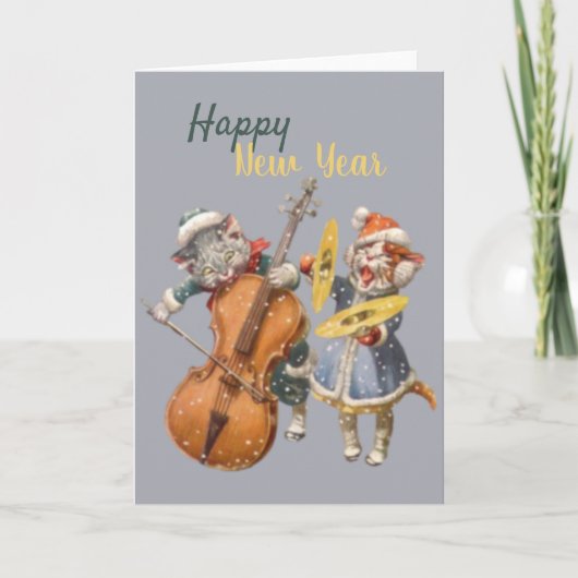 Carte de voeux pliée pour les chats de la nouvelle (Devant)