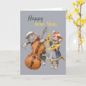 Carte de voeux pliée pour les chats de la nouvelle (Fleur jaune)