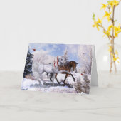 Carte de voeux pliée pour les chevaux de Noël (Fleur jaune)