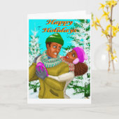 Carte de voeux pliée pour les Fêtes afro-américain (Fleur jaune)