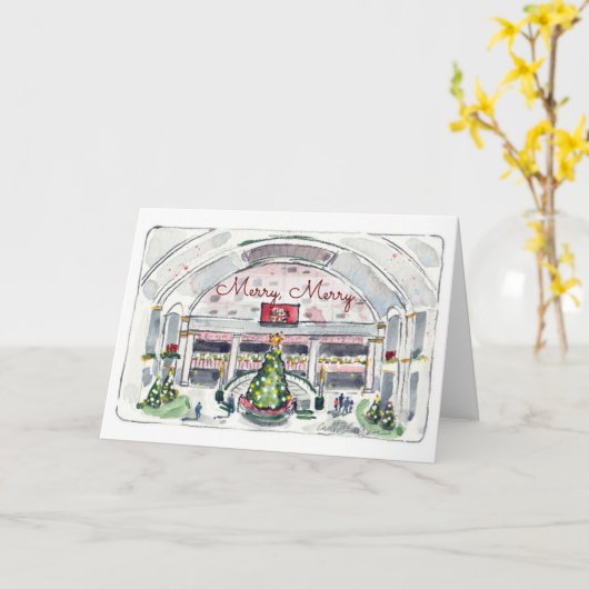 Carte de vœux pliée pour les vacances en ville (Fleur jaune)