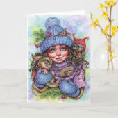 Carte de voeux pliée pour l'hiver (Fleur jaune)