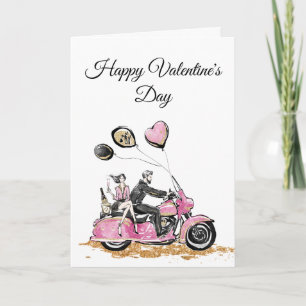 Carte de vœux pliée pour motard de la Saint-Valent