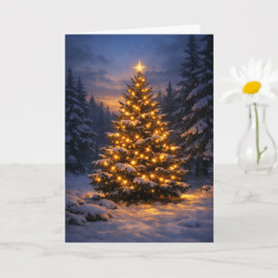 Carte de vœux pliée pour sapin de Noël de la forêt