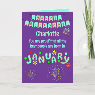Carte de vœux pliée pour un anniversaire en janvie