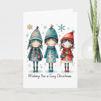 Carte de vœux pliée pour un Noël cosy