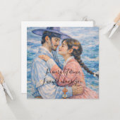 Carte de vœux pliée romantique coréenne d'amour ét (Devant/Arrière en situation)