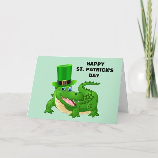Carte de vœux pliée Saint-Patrick avec alligator (Devant)