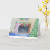 Carte de vœux pliée Santa Bunny (Fleur jaune)