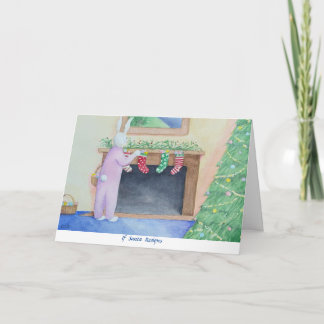 Carte de vœux pliée Santa Bunny