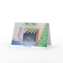 Carte de vœux pliée Santa Bunny