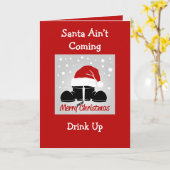 Carte de vœux pliée Santa n'arrive pas, bois un co (Fleur jaune)