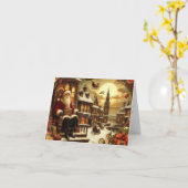 Carte de vœux pliée Santa victorienne (Fleur jaune)