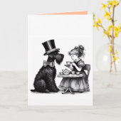 Carte de vœux pliée Schnauzer (Fleur jaune)